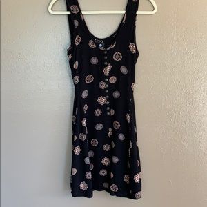 Black mini dress with buttons down the front